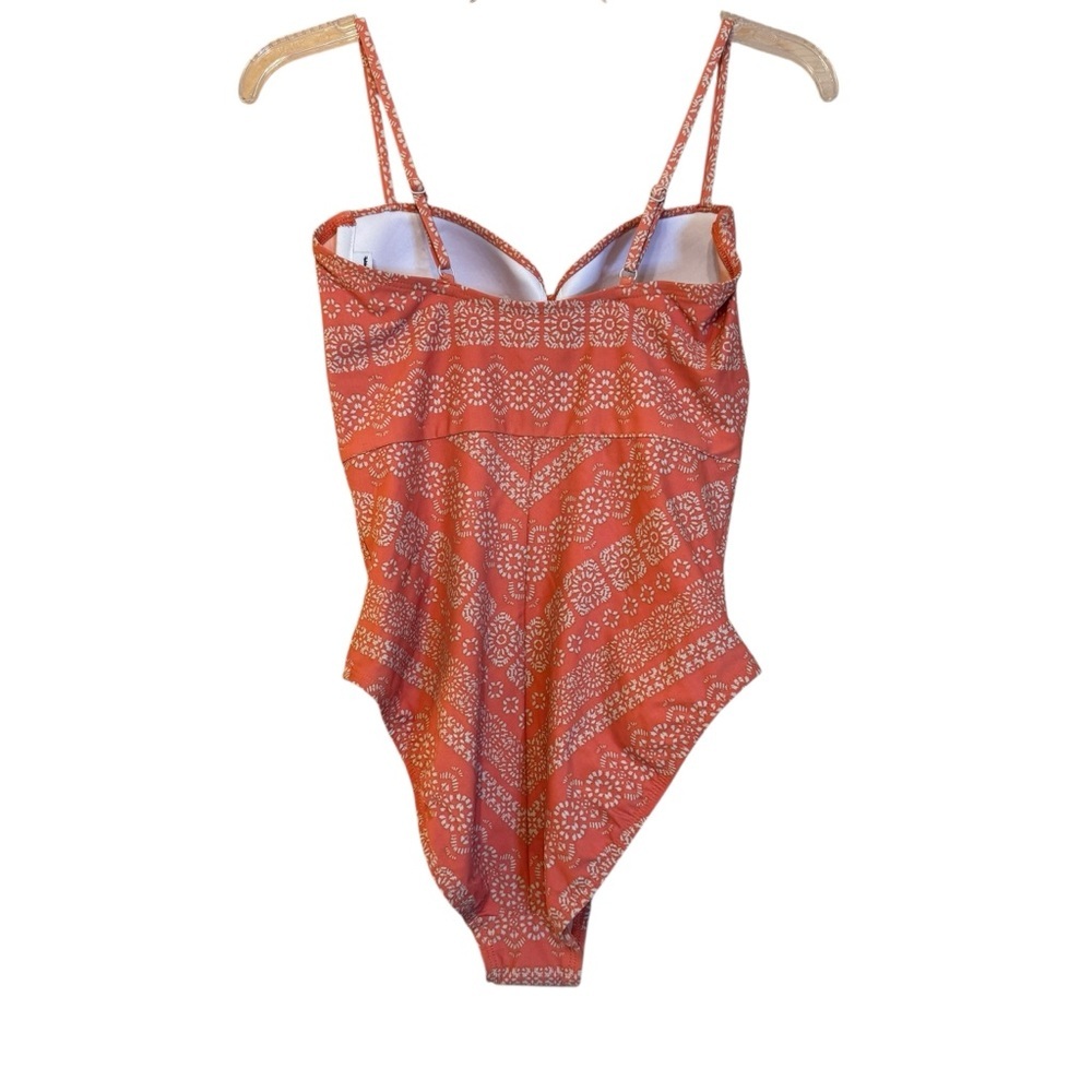 Robin Piccone Women Orange Coral Print One Piece Swimsuit Size 8 - Picture 4 of 10